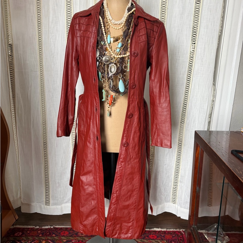 American Vintage Red leather Trench Coat